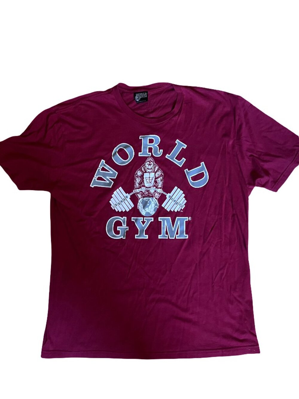 Vintage World Gym T Shirt Men’s XL Red Bodybuilding Fitness 80s 90s Gorilla
